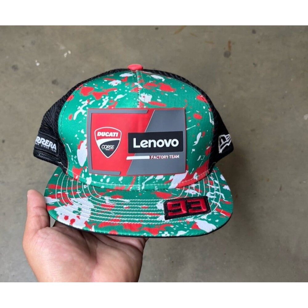 Ducati Lenovo Factory Team Tri-Color Splatter Print #93 New Era Snapback Hat